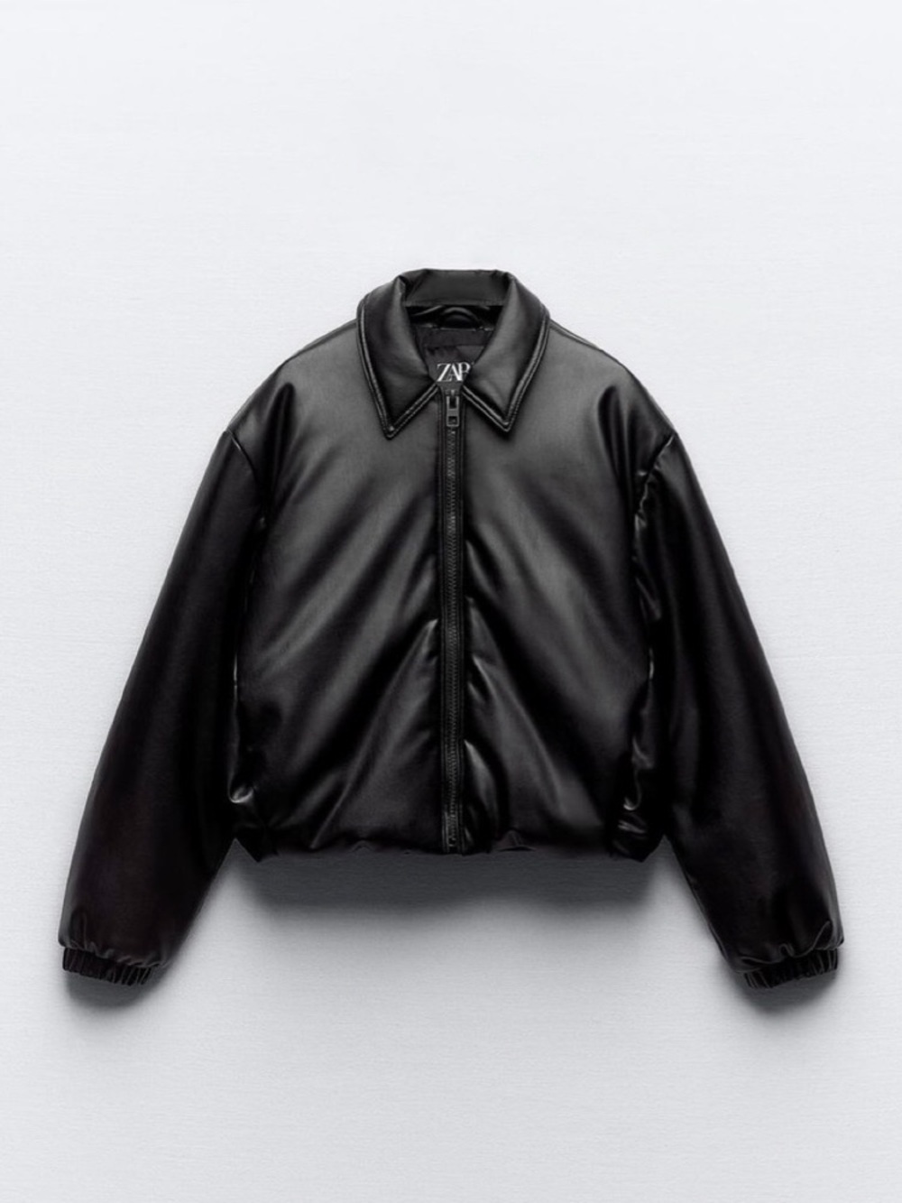 zara puffer leather jacket xs